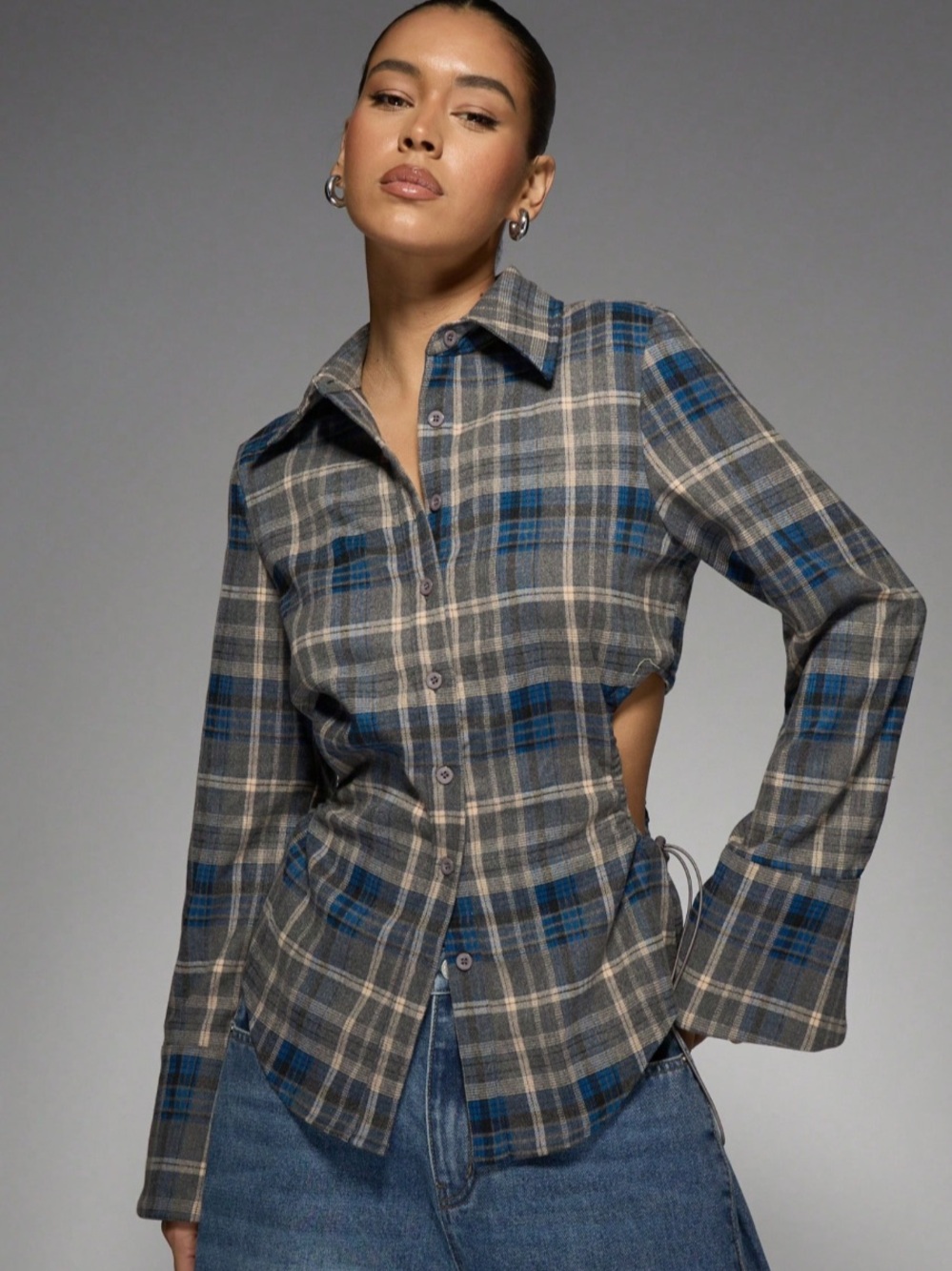 NWOT Missguided Flannal Plaid Cut Out Shirt SMALL $65